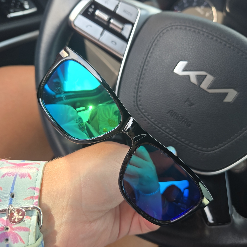 Stylish Black Sunglasses with Blue Lenses